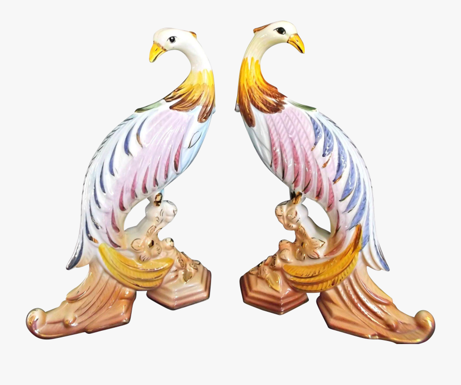 A Pair Of Colorful Vintage Bird Figurines Made In Portugal - Illustration, Transparent Clipart