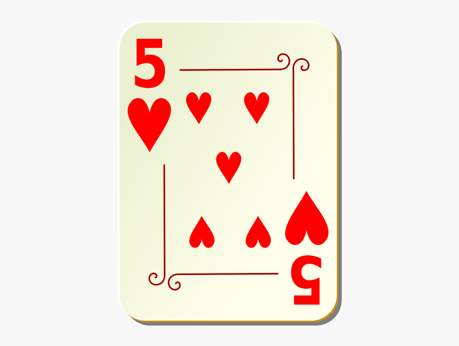 Five Of Hearts Vector Clip Art - 5 Of Heart Playing Card, Transparent Clipart