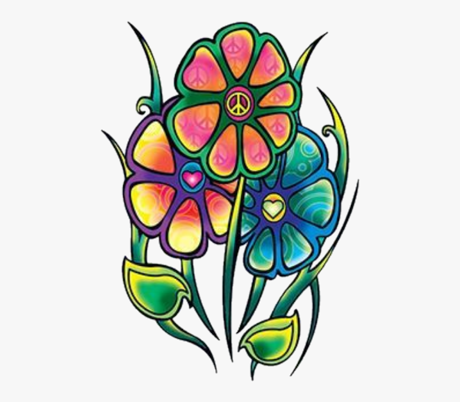 #groovy #floral #flowers - Peace Tattoos, Transparent Clipart