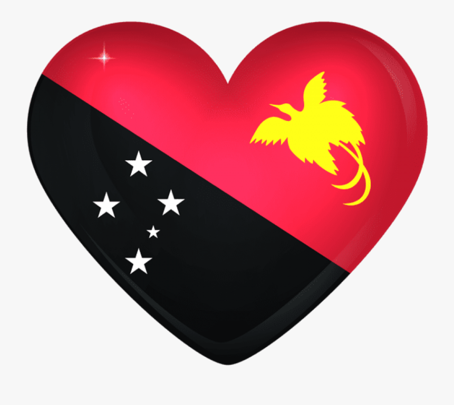 Free Png Download Papua New Guinea Large Heart Flag - Papua New Guinea Flag Vector, Transparent Clipart