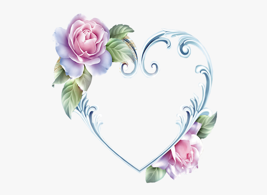 Rose Heart Flower Frame, Transparent Clipart