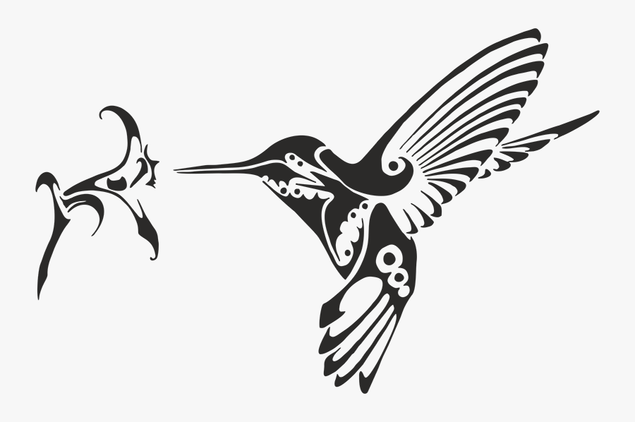Hummingbird Tattoo Clip Art Image - Hummingbird With Flower Vector, Transparent Clipart