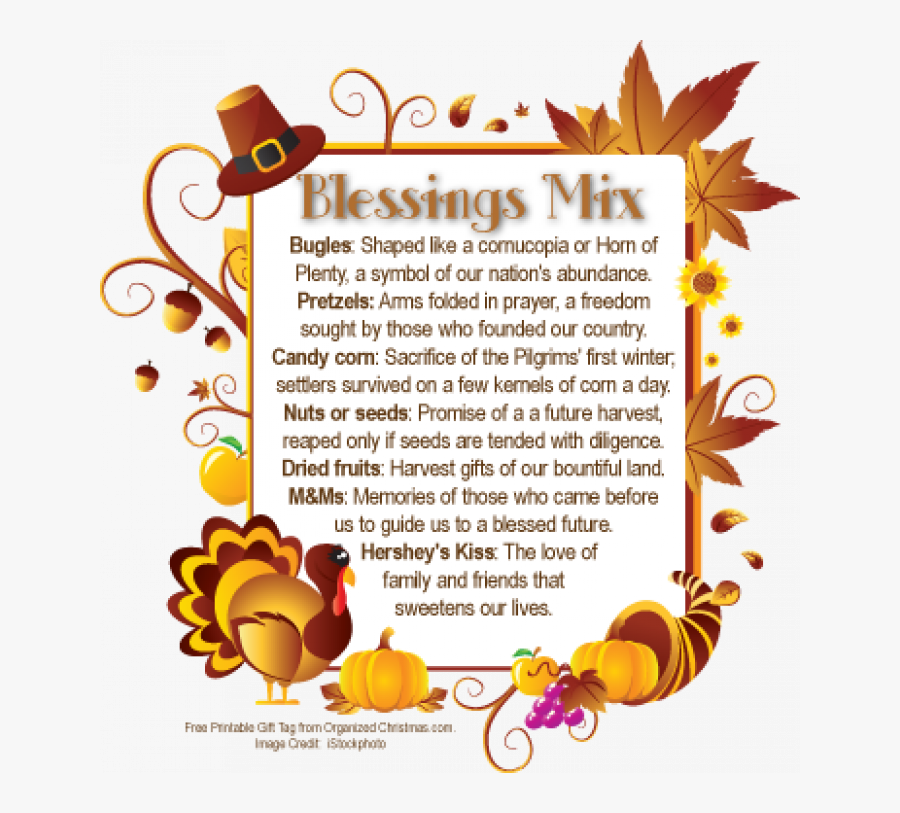 Thanksgiving Blessing Mix Recipe Gift Tag, Transparent Clipart
