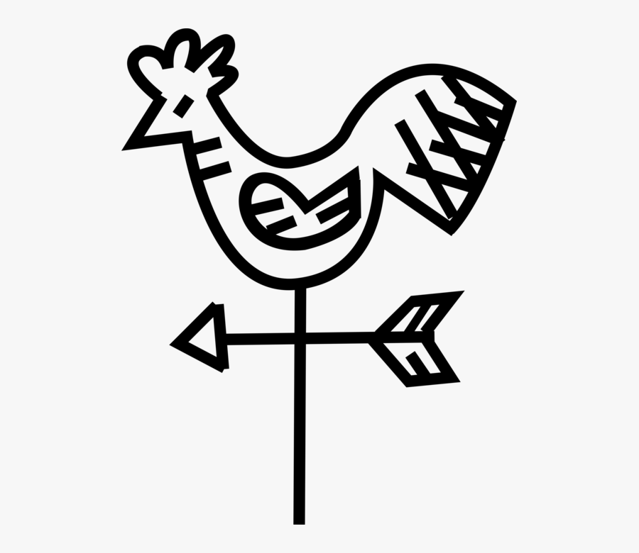 Vector Illustration Of Weather Vane Or Weathercock - Emblem, Transparent Clipart