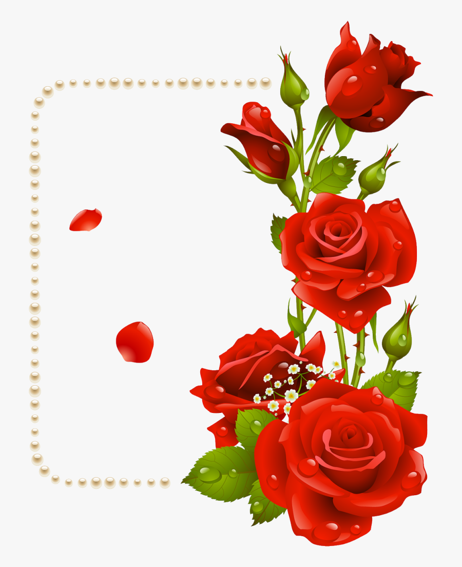 Rose Flower Clip Art - Flower Rose Border Design, Transparent Clipart