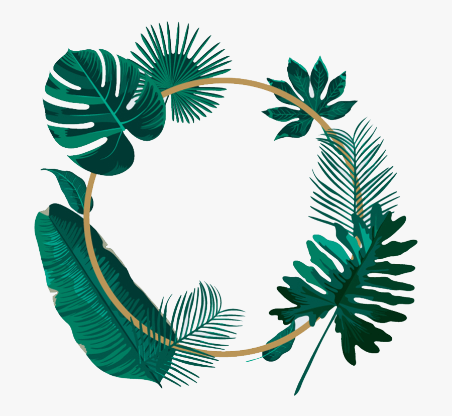 #background #tropicalleaves #tropical #circle #green - Watercolor Wreath Transparent Background, Transparent Clipart