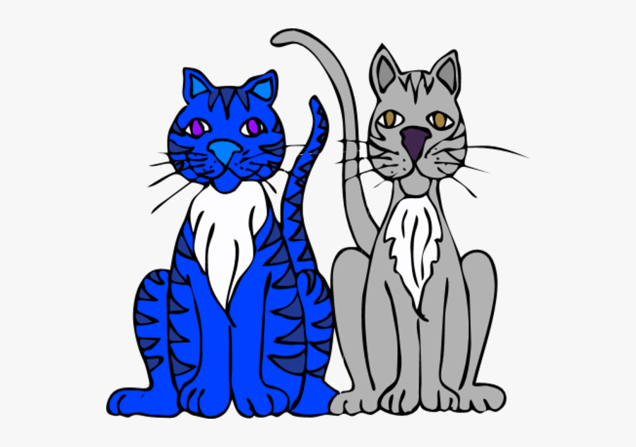 Clipart Image Of Clip Art Cartoon Of Two Cats Sitting - Two Cats Cartoon, Transparent Clipart