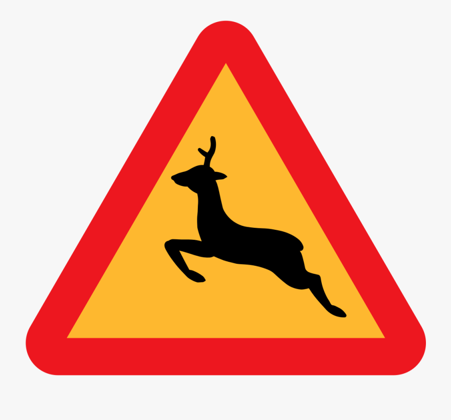 Warning Deer Roadsign - High Wind From The Right Sign, Transparent Clipart