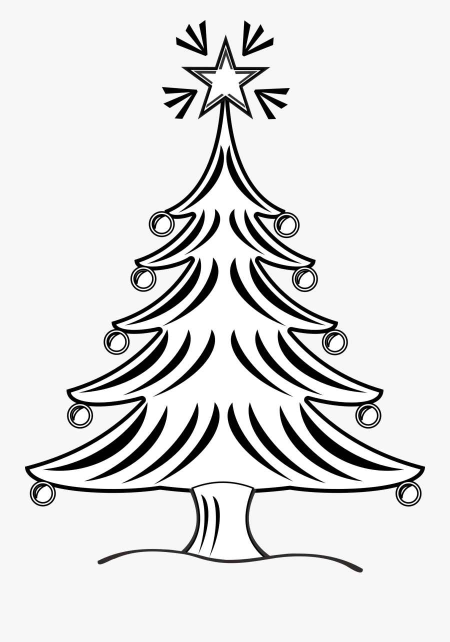 X Mas Tree Clipart Black And White, Transparent Clipart