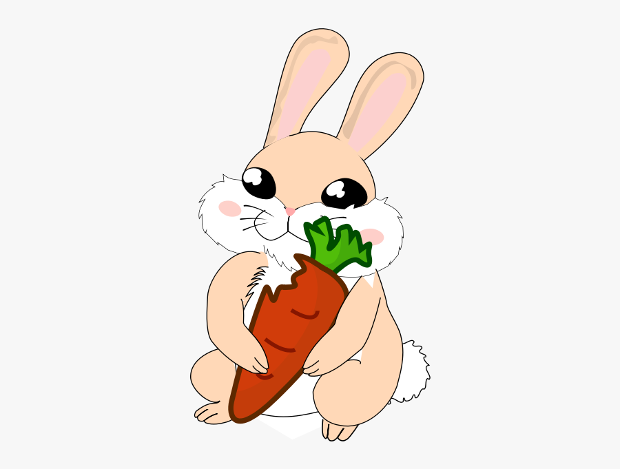 Bunny And Carrot - Cartoon Bunny Eating Carrot, Transparent Clipart
