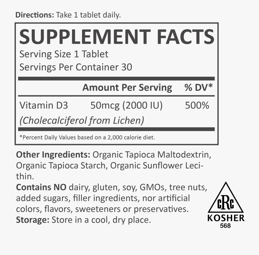 Vegan Supplementfacts Unflavored - Percent Is 2000 Iu Of Vitamin D, Transparent Clipart