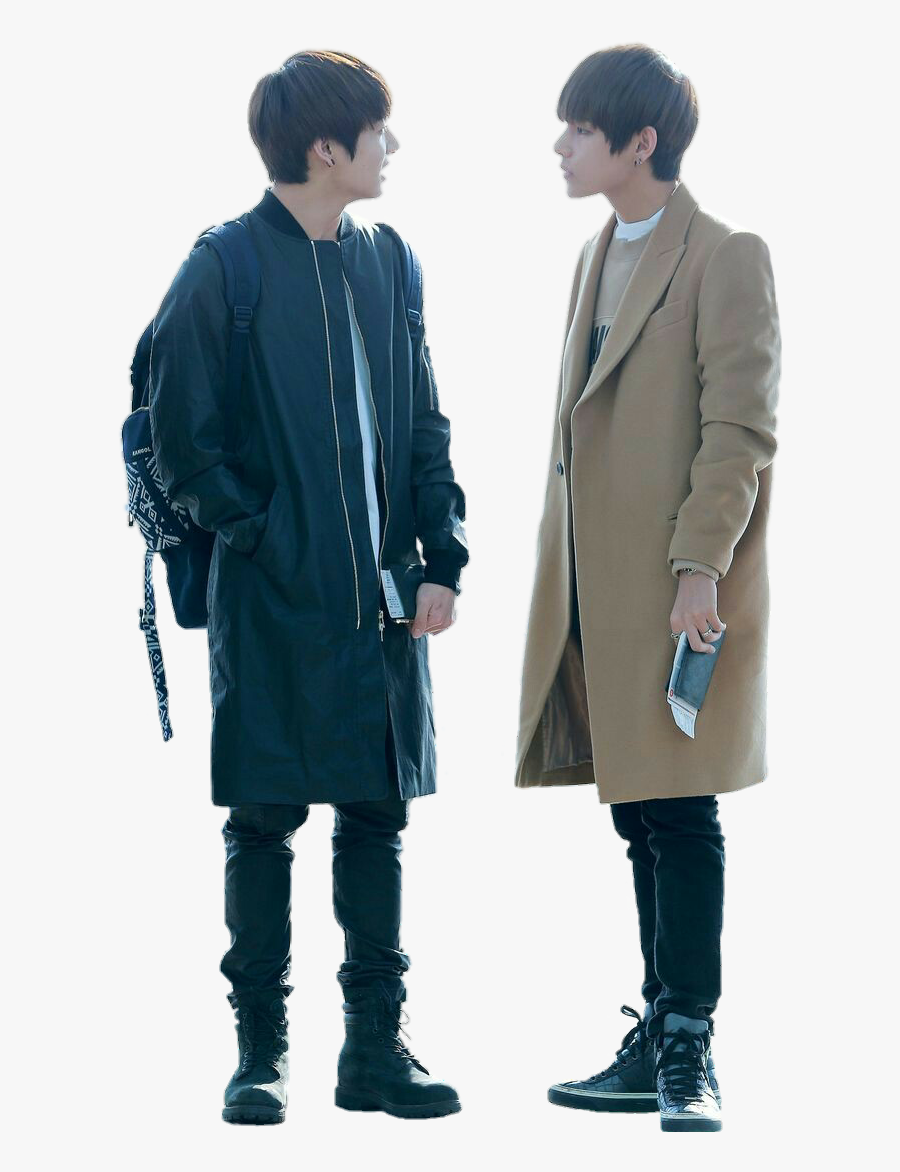 Coat Clipart Trench Coat - Taehyung And Jungkook Airport, Transparent Clipart