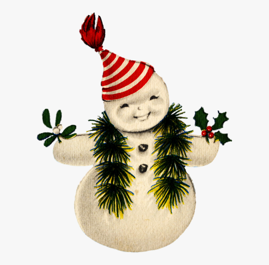 Retro Clipart Snowman - Retro Vintage Snowman Clip Art, Transparent Clipart