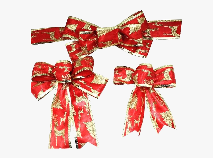 Christmas Bow Red Bows Clipart Ribbon Tree Decoration - Present, Transparent Clipart