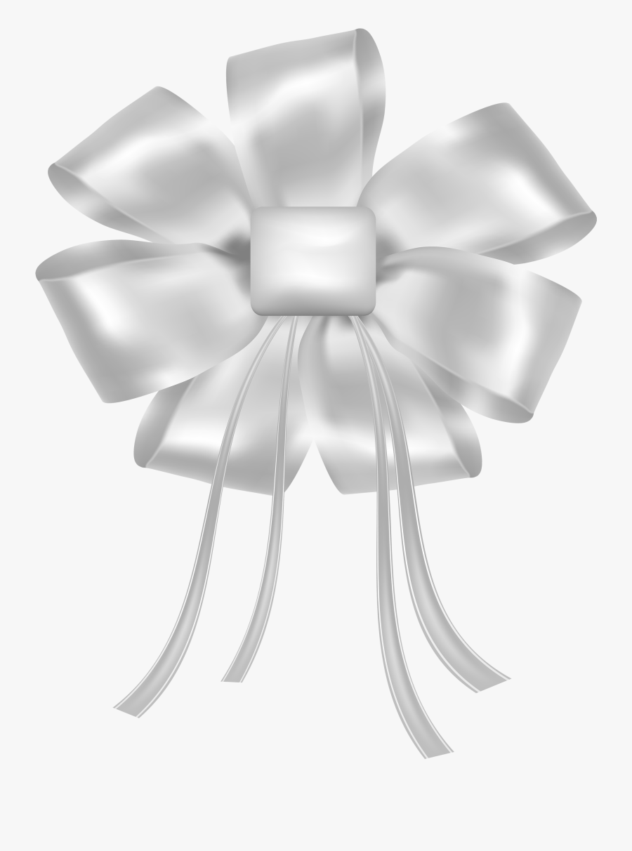 Transparent White Christmas Bow Png - White Ribbon Transparent Png, Transparent Clipart