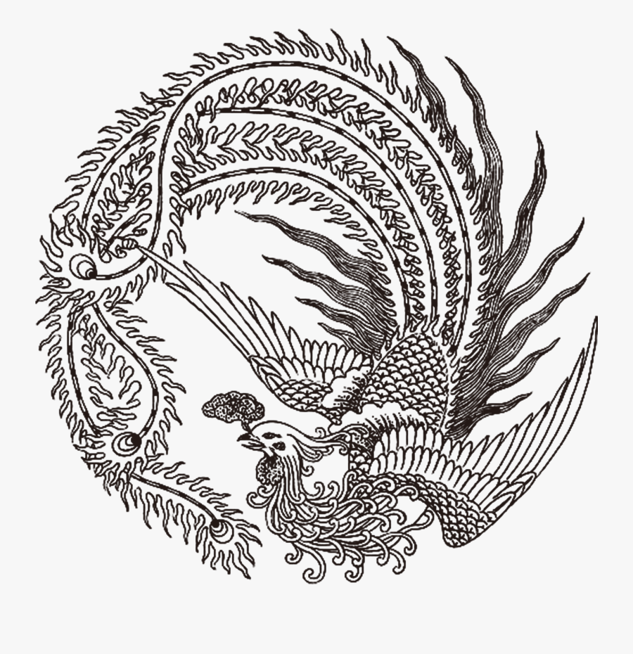 Collection Of Free Phoenix Drawing Dragon Download - Chinese Phoenix Black And White, Transparent Clipart