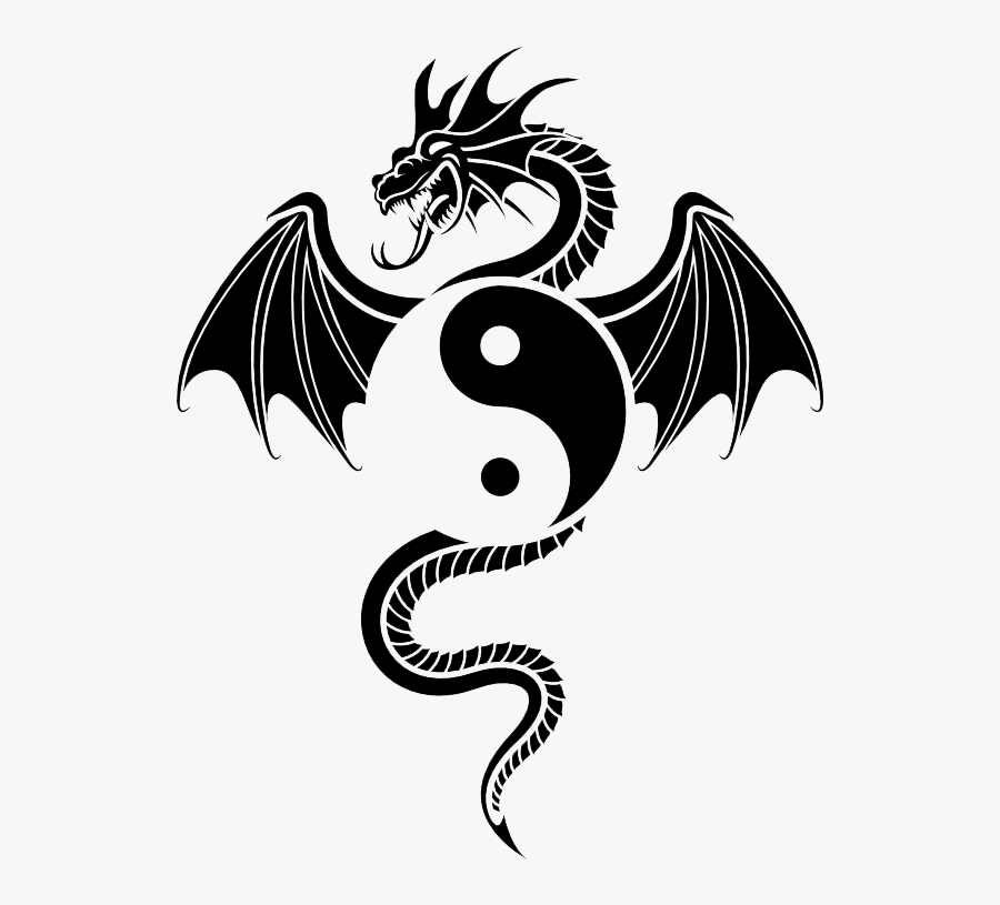 Yin Yang With Dragon, Transparent Clipart