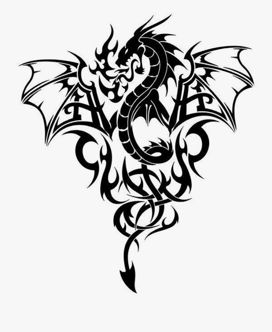 Line Art Dragon Tattoo, Transparent Clipart