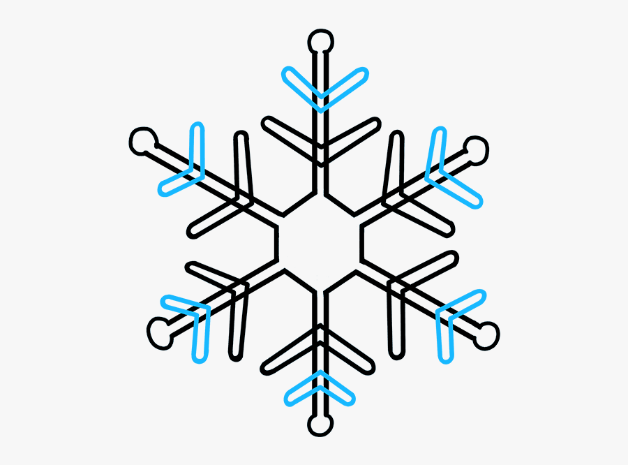How To Draw A - Step By Step Snowflake Drawing Easy, Transparent Clipart
