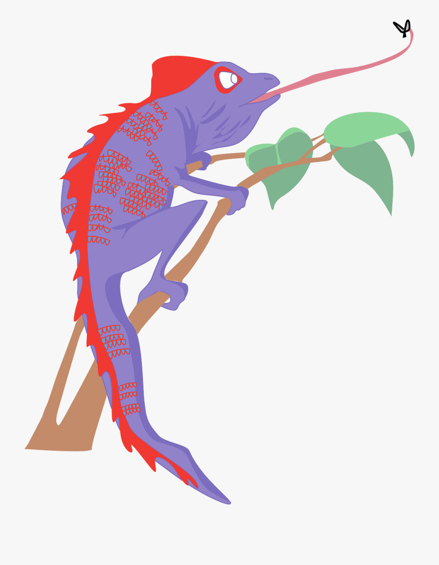 Red, Purple, Branch, Fly, Colors, Leaves, Chameleon - Chameleon Fly Clipart, Transparent Clipart