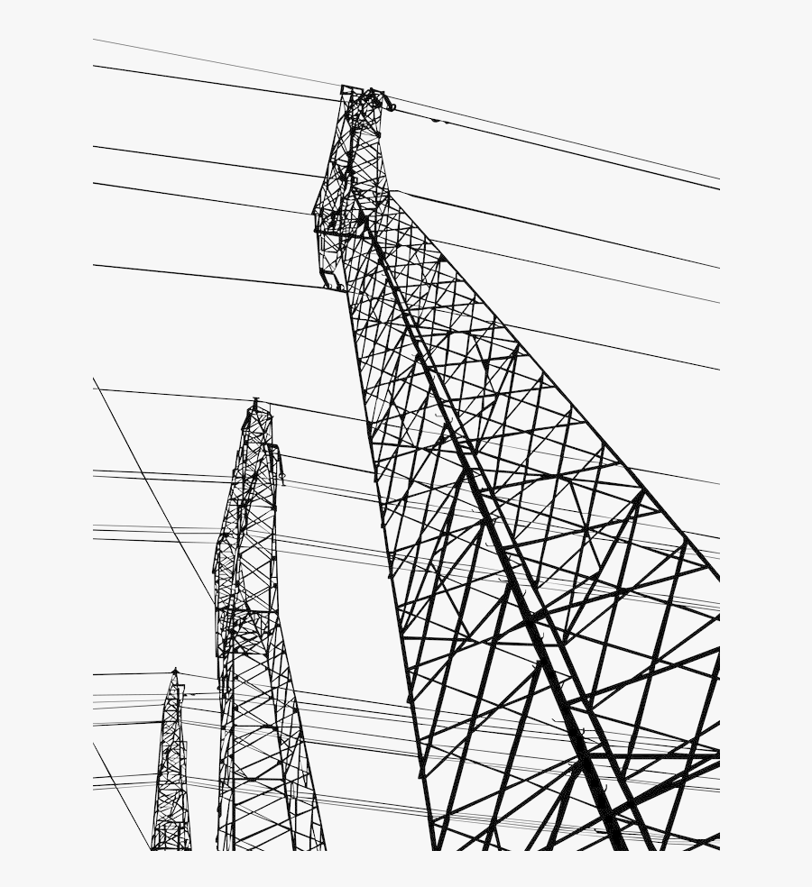 Painted Electric Power Electricity Lines Hand High - Power Lines No Background, Transparent Clipart