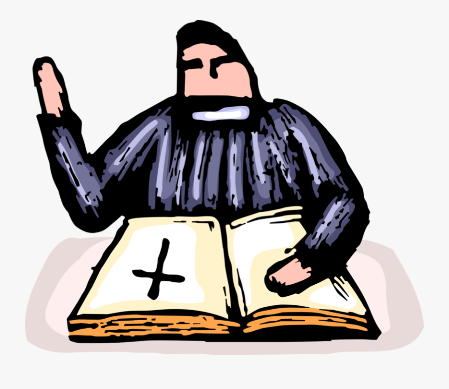 Vector Illustration Of Christian Minister Priest Preaching, Transparent Clipart