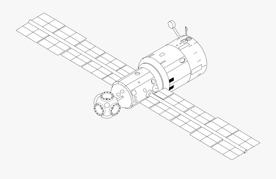 Collection Of Free Satellite Drawing Easy Download - Space Station Line Drawing, Transparent Clipart