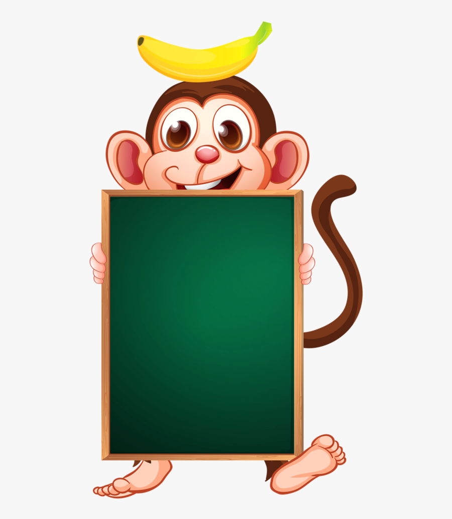 Cartoon Animals With Board Clipart , Png Download - Monkey With Board Clipart, Transparent Clipart