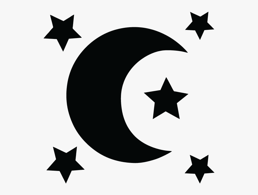 Transparent Moon And Stars Clipart Black And White - Simbolo De La Religion Islamica, Transparent Clipart