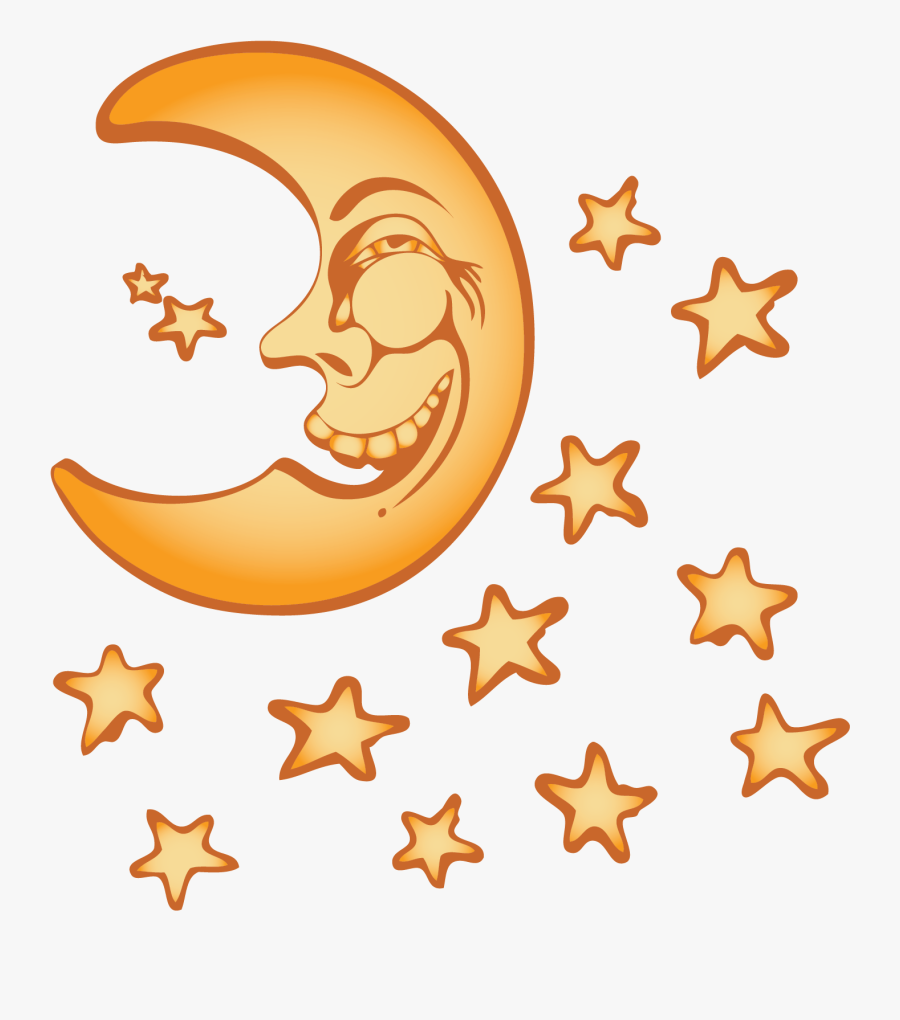 Vector Yellow Stars Moon Night Sky Png Download - Portable Network Graphics, Transparent Clipart