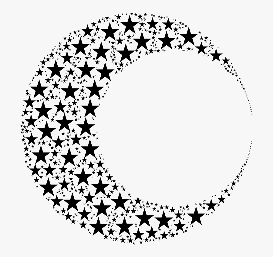 Line Art,flower,leaf - Transparent Moon And Stars, Transparent Clipart