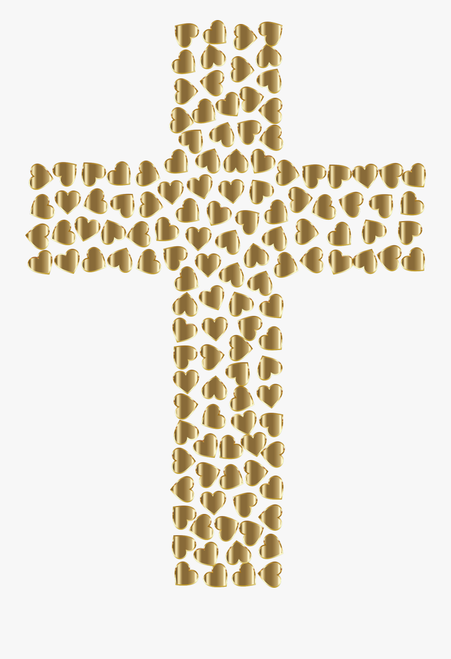 Golden Hearts No Background - Red Jesus Cross Png, Transparent Clipart