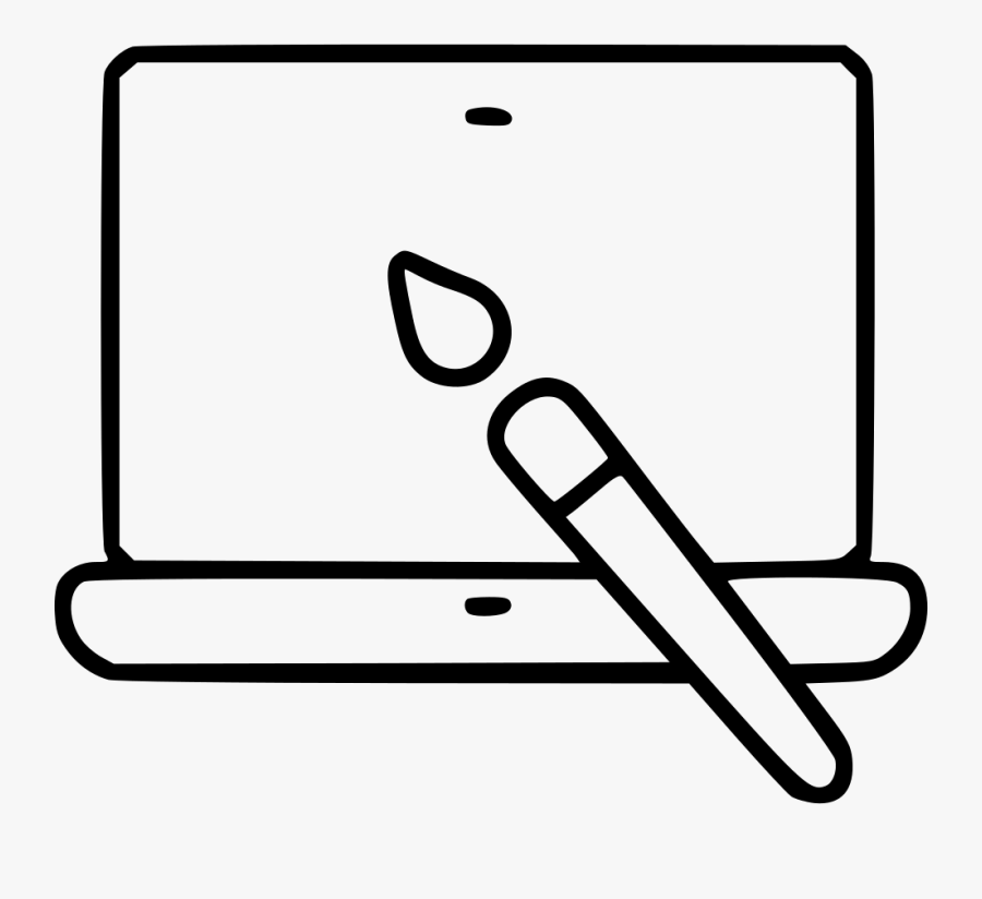 Laptop Brush Background Paintbrush Wallpaper Image - Ink Pot Drawing, Transparent Clipart