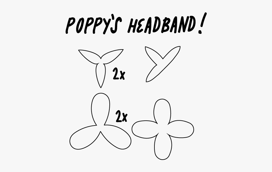 Graphic Transparent Download Template For The Flowers - Poppy Troll Headband Template, Transparent Clipart