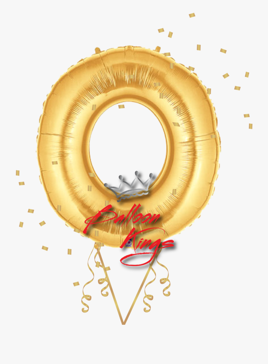 Gold Letter O - Gold Number Balloons 0, Transparent Clipart