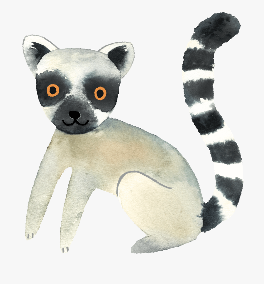 Transparent Lemur Png - Free Watercolor Safari Animals Clip Art, Transparent Clipart