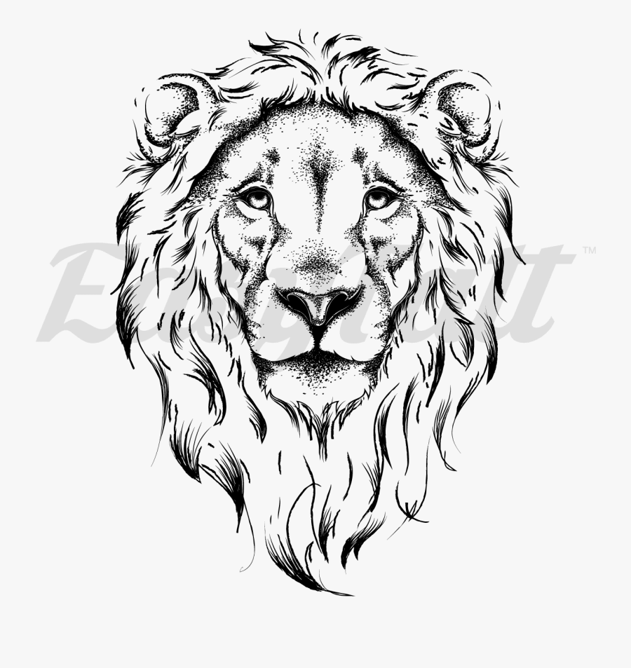 Drawing Lion With Crown - Outline Of Lion Head, Transparent Clipart