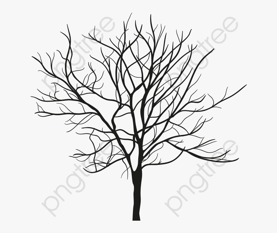 Withered - Skinny Tree Silhouette, Transparent Clipart