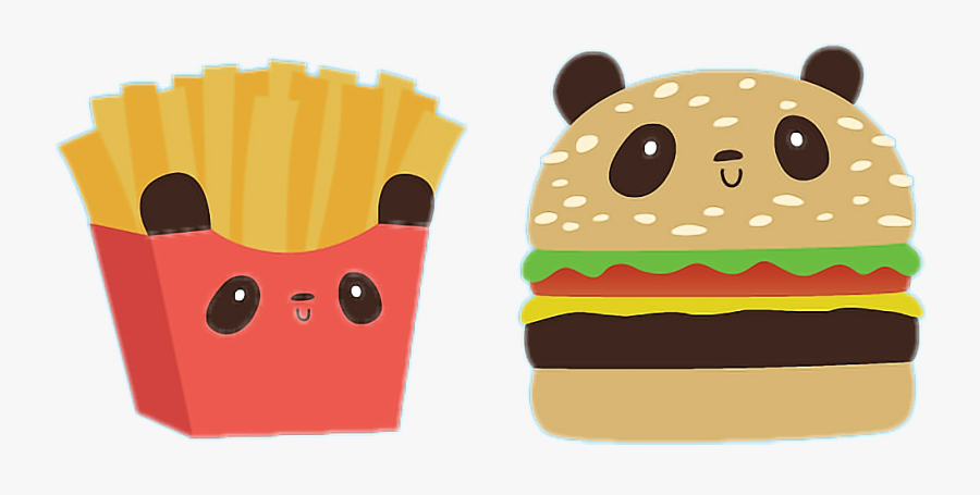 #fastfood #panda #frenchfries #cheeseburger #cute #cutefood - French Fries, Transparent Clipart