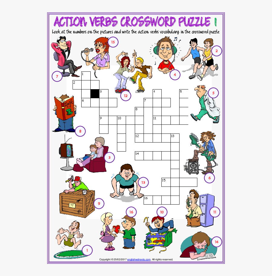 Action Verbs Vocabulary Worksheet, Transparent Clipart