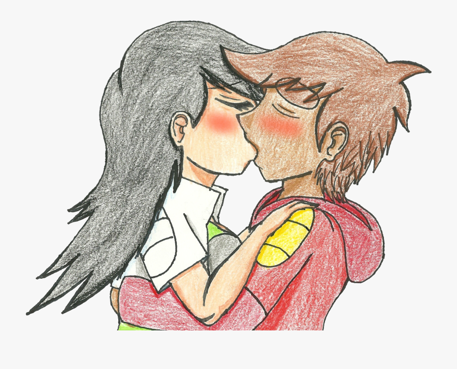 Boy And Girl Kiss Cartoon - Cartoon People Kissing, Transparent Clipart