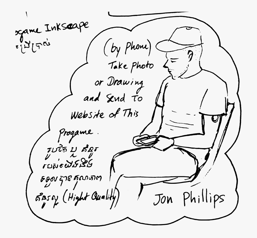 Jon Phillips Cartoon Lineart - Sitting, Transparent Clipart