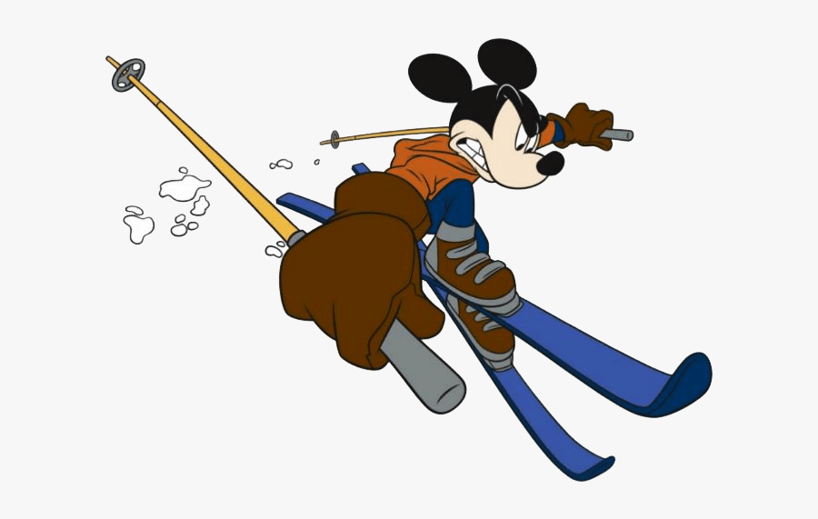 Transparent Skiing Clipart - Mickey Mouse Fait Le Ski, Transparent Clipart