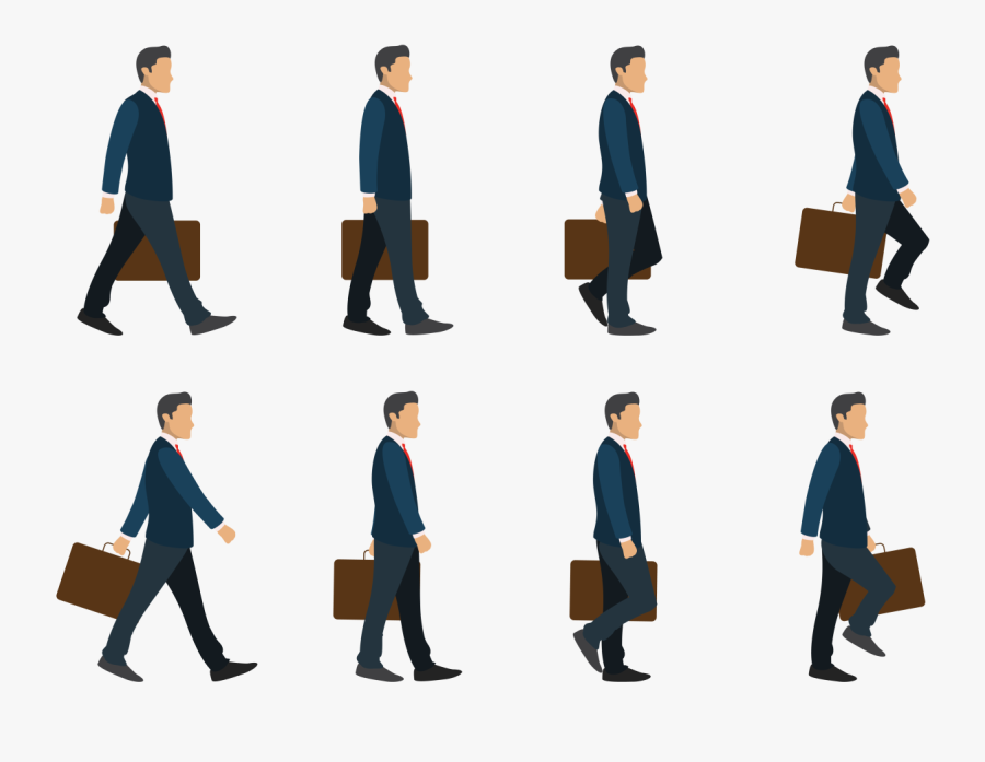 Business Man Walk Cycle, Transparent Clipart