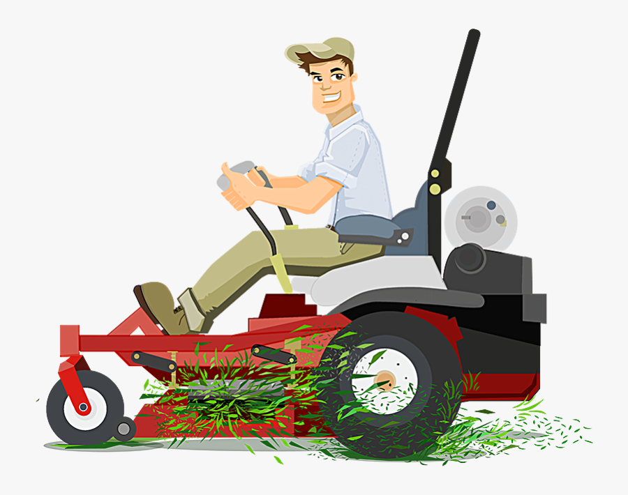 Lawnmower Clipart Mowed Grass - Cartoon Man Cutting Grass, Transparent Clipart