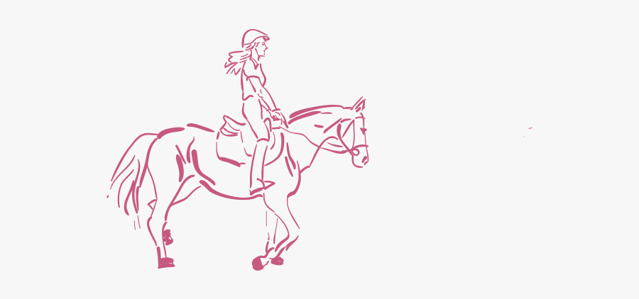 Girl Riding A Horse Vector Illustration - Clipart Girl Riding Horse Drawing, Transparent Clipart