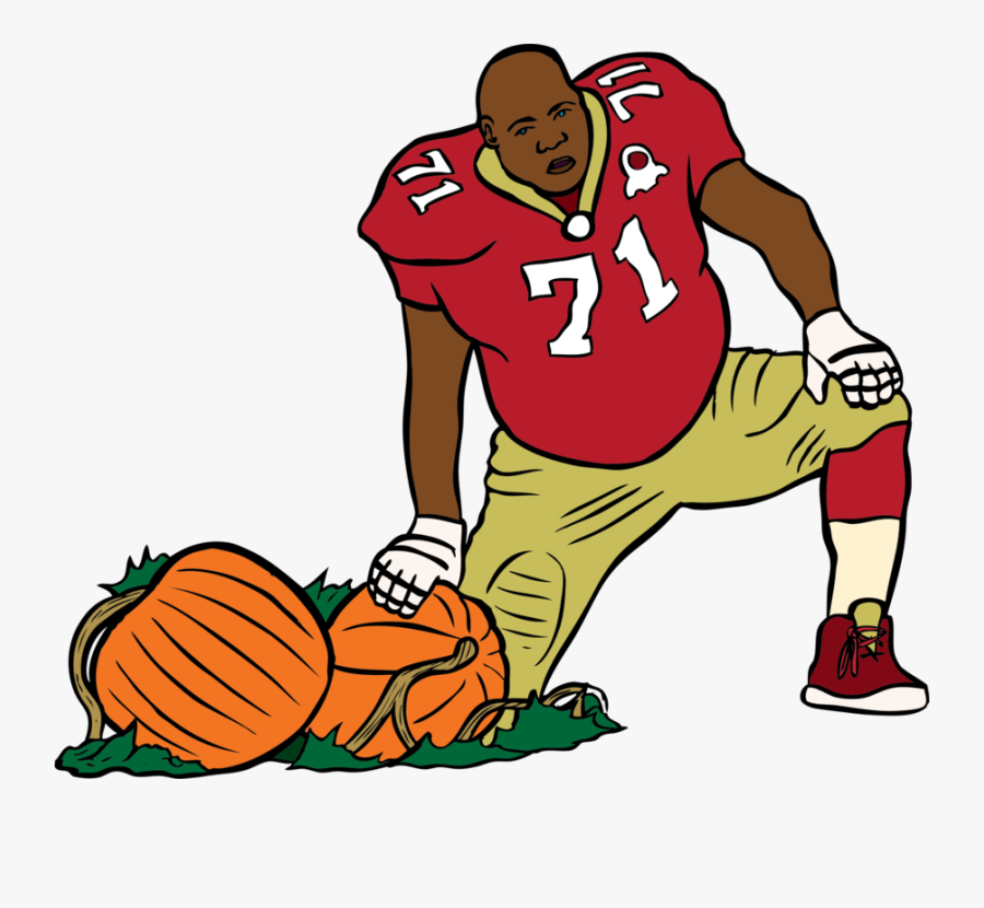 Free Sf 49er With A Pumpkin - Cartoon Football Player Png, Transparent Clipart