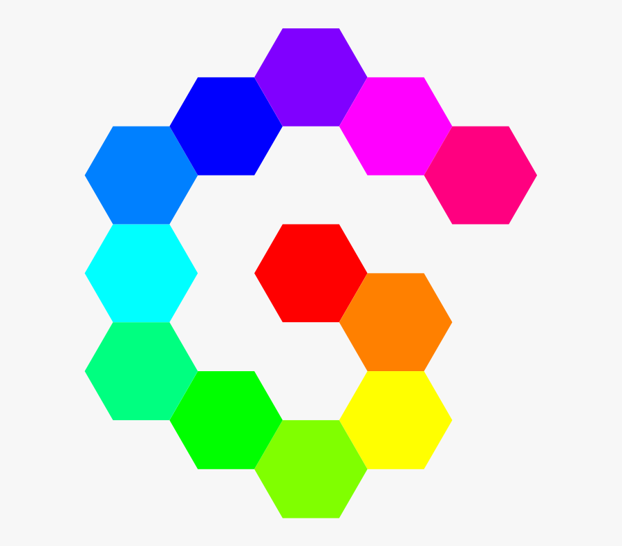 12 Hexagon Spiral Rainbow - Hexagonos Colores Png, Transparent Clipart