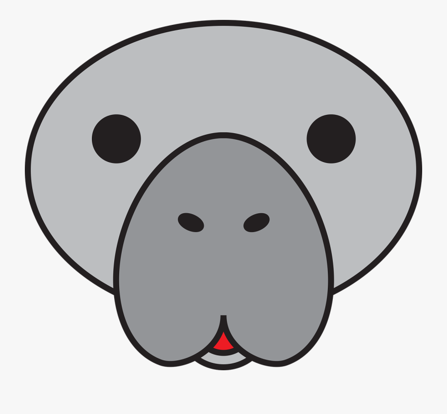 Manatee Whimsical Clip Art - Cartoon Manatee Face, Transparent Clipart