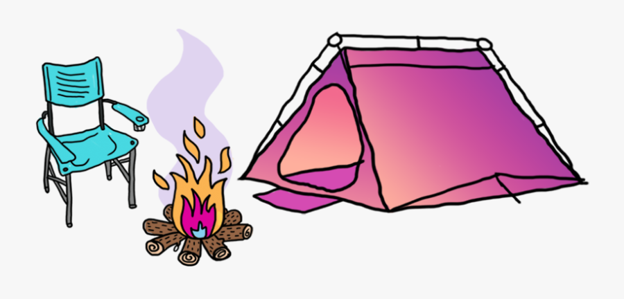 Clip Art Illustration Campsite Tent Camping - Pink Camping Tent Cartoon, Transparent Clipart